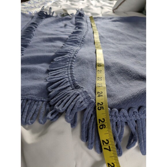 Coldwater Creek Women's One Sz Ruana Fringe Knit Wrap Shawl Cape Periwinkle Boho - Picture 9 of 9